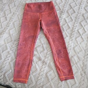 Lululemon Wunder Train Orange Black Patterned Leggings